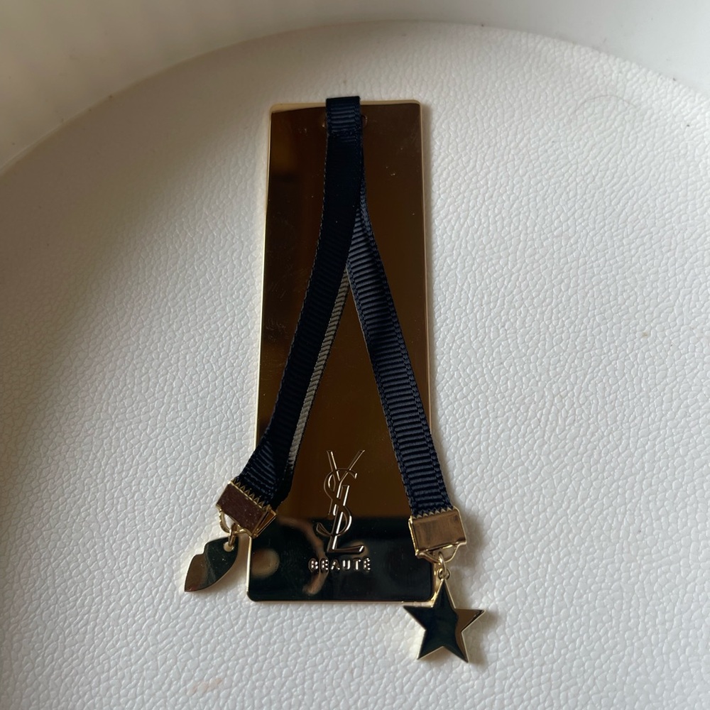 YSL Gold Bookmark with Black Ribbon